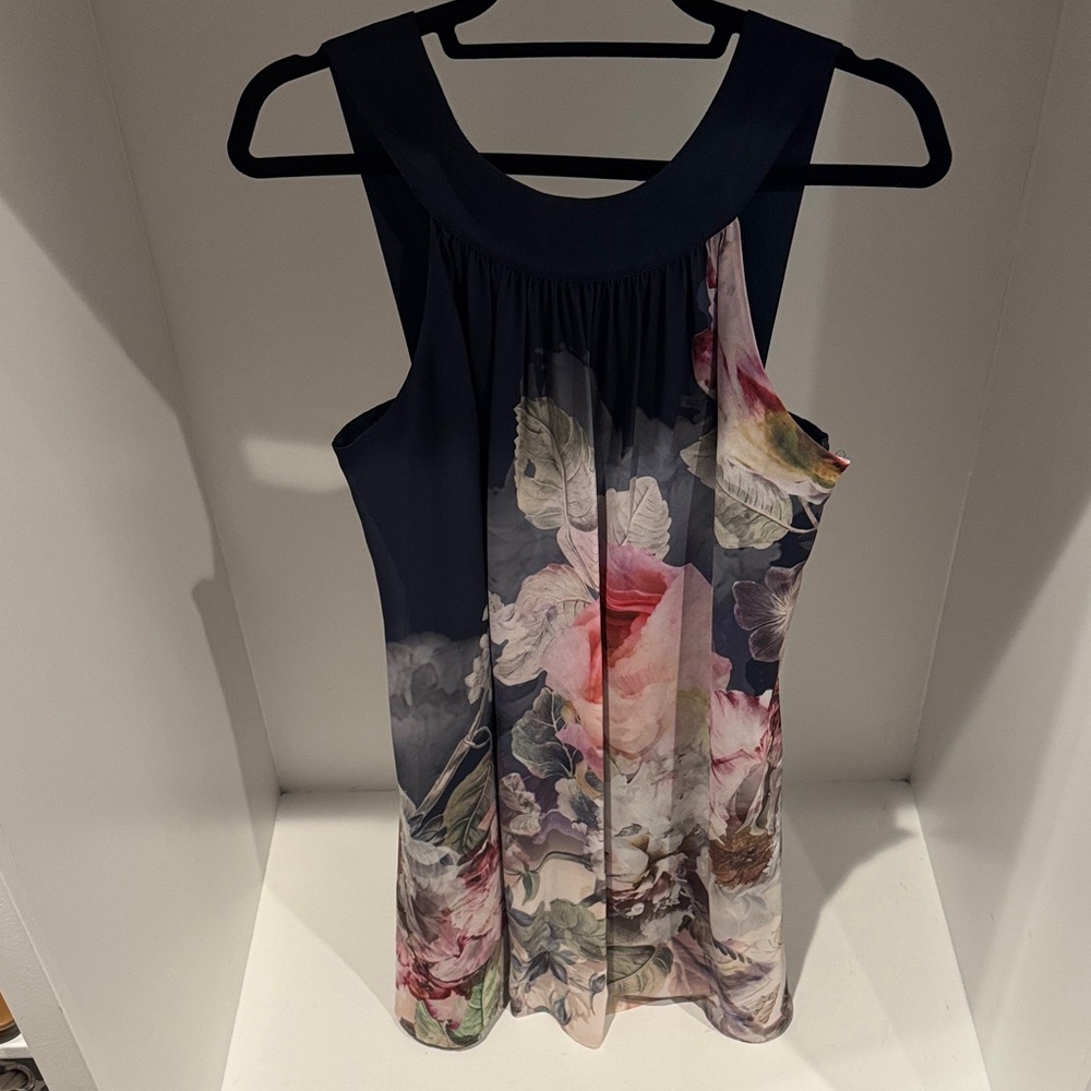 Ted Baker Navy and Floral Print Blouse